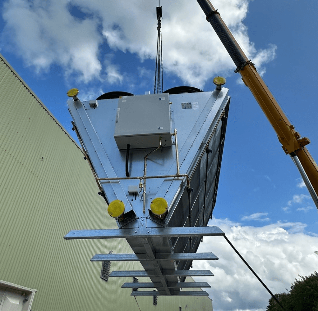 Blast Cooler being lowering into site by crane