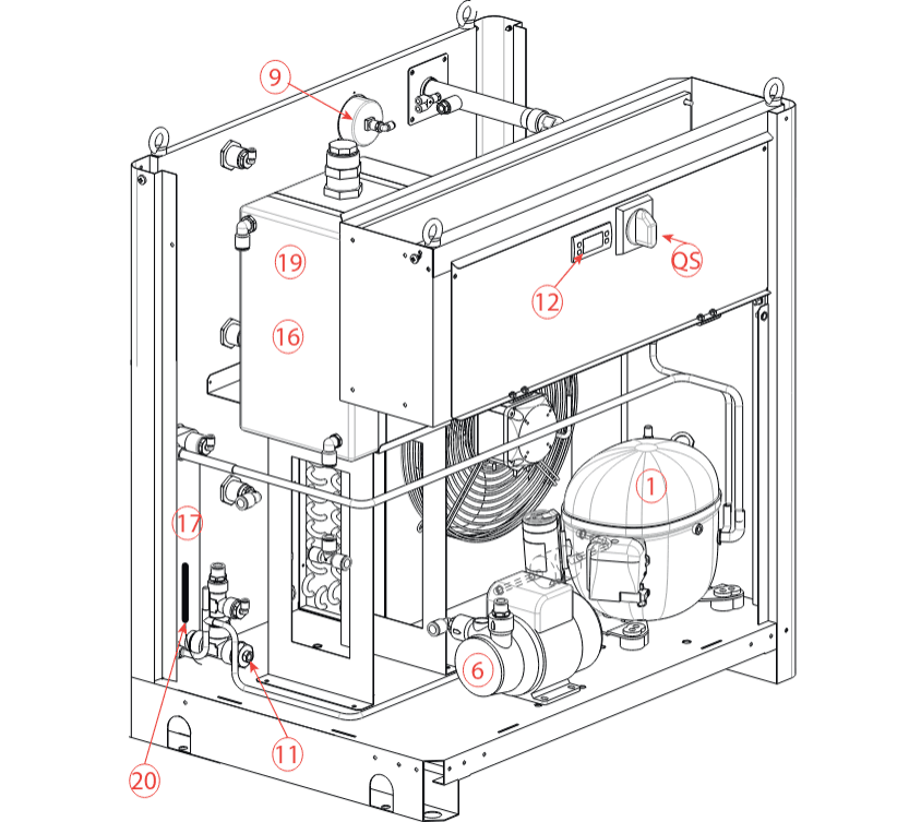 ICEP 003E Spare Parts diagram from the front left